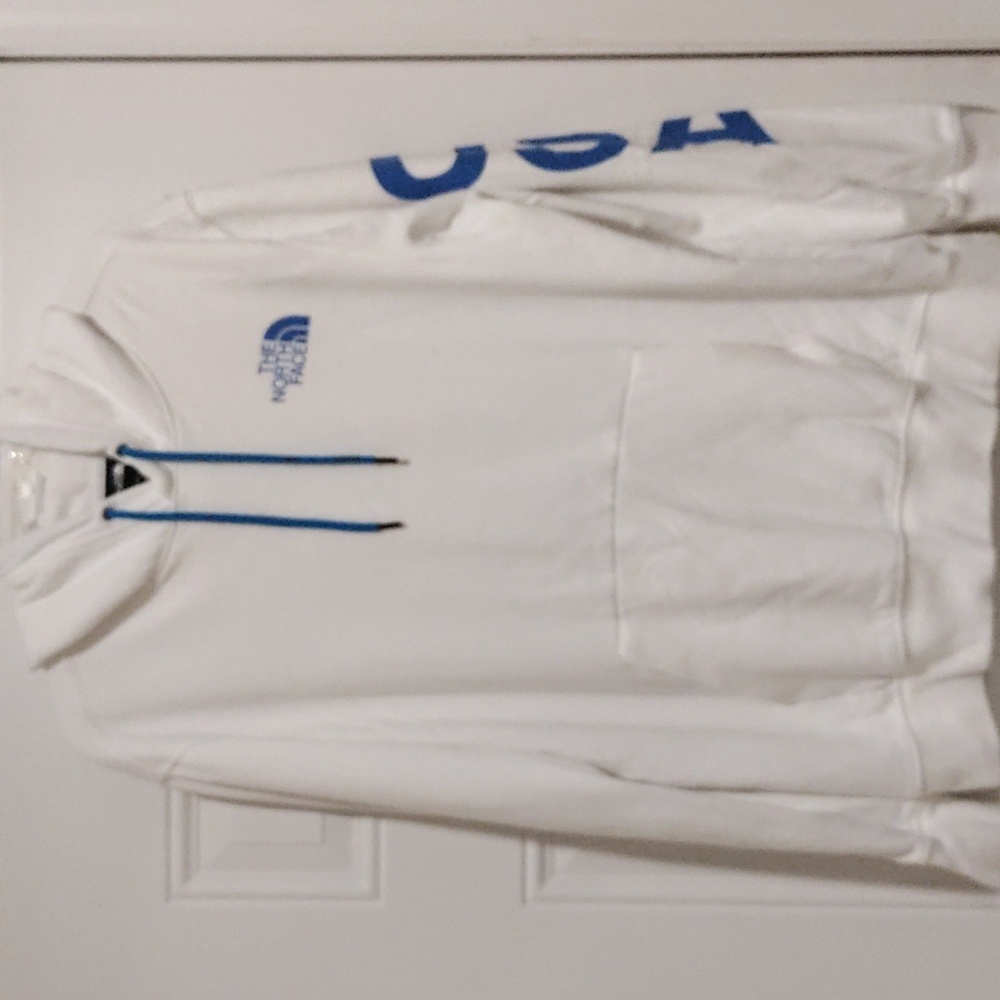 The North Face Men's X Large Hooded Sweatshirt USA Graphic White, Blue & Red